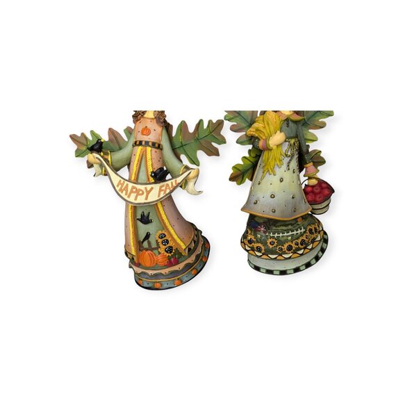 Joelson Industries Fall Angels Figurines Metal Leaf Wings Apples Sunflowers-2 - Picture 3 of 13